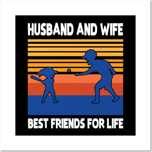 Husband Wife Playing Baseball Together Best Friends For Life Happy Father Mother Day Posters and Art